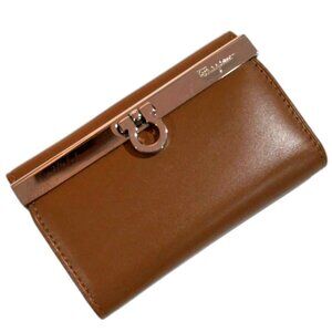 Salvatore Ferragamo Brown Leather Key Holder – Silver Clasp, 6-Key Case 4x2.5"